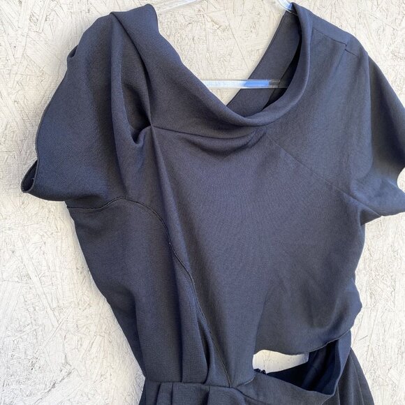 Rachel Comey Tie Shoulder Cut Out Waist Straight Leg Crepe Jumpsuit Sz 8 Navy - Picture 13 of 14